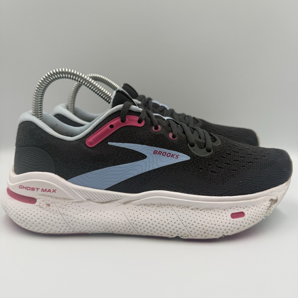 Brooks Ghost Max Women's Size 7.5 Black Blue White Running‎ Shoes Sneakers